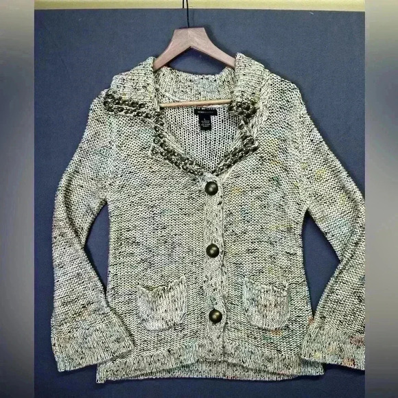 BCBGMaxazria Multicolor Cardigan Sweater Womens L cute Acryllic Blend Fall 0803 - Picture 1 of 8